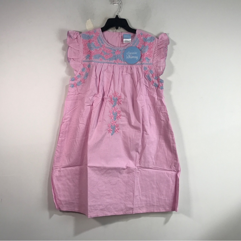 Classic Whimsy Fiesta Gingham Embroidered Mom Dress, Women's Size XXL - Pink